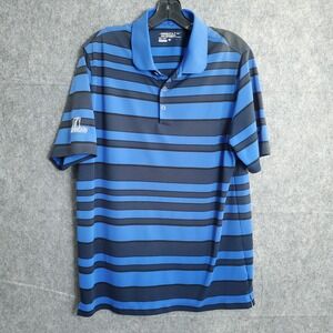 Nike Polo Shirt Men's Large Blue Striped Dri Fit Golf Outdoor Tour Performance L